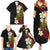 Plumeria Family Matching Summer Maxi Dress and Hawaiian Shirt Polynesian Tribal Frangipani Sunset