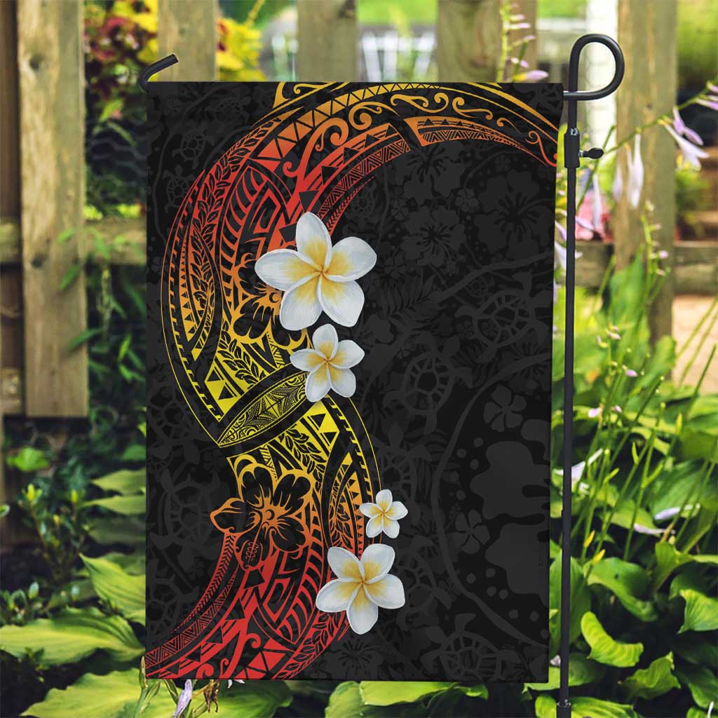 Plumeria Garden Flag Polynesian Tribal Frangipani Sunset LT03 Garden Flag Black - Polynesian Pride