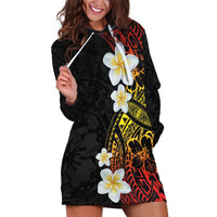 Plumeria Hoodie Dress Polynesian Tribal Frangipani Sunset LT03 Black - Polynesian Pride