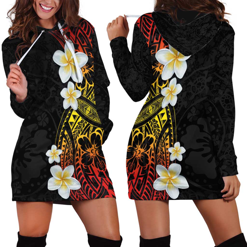 Plumeria Hoodie Dress Polynesian Tribal Frangipani Sunset LT03 - Polynesian Pride