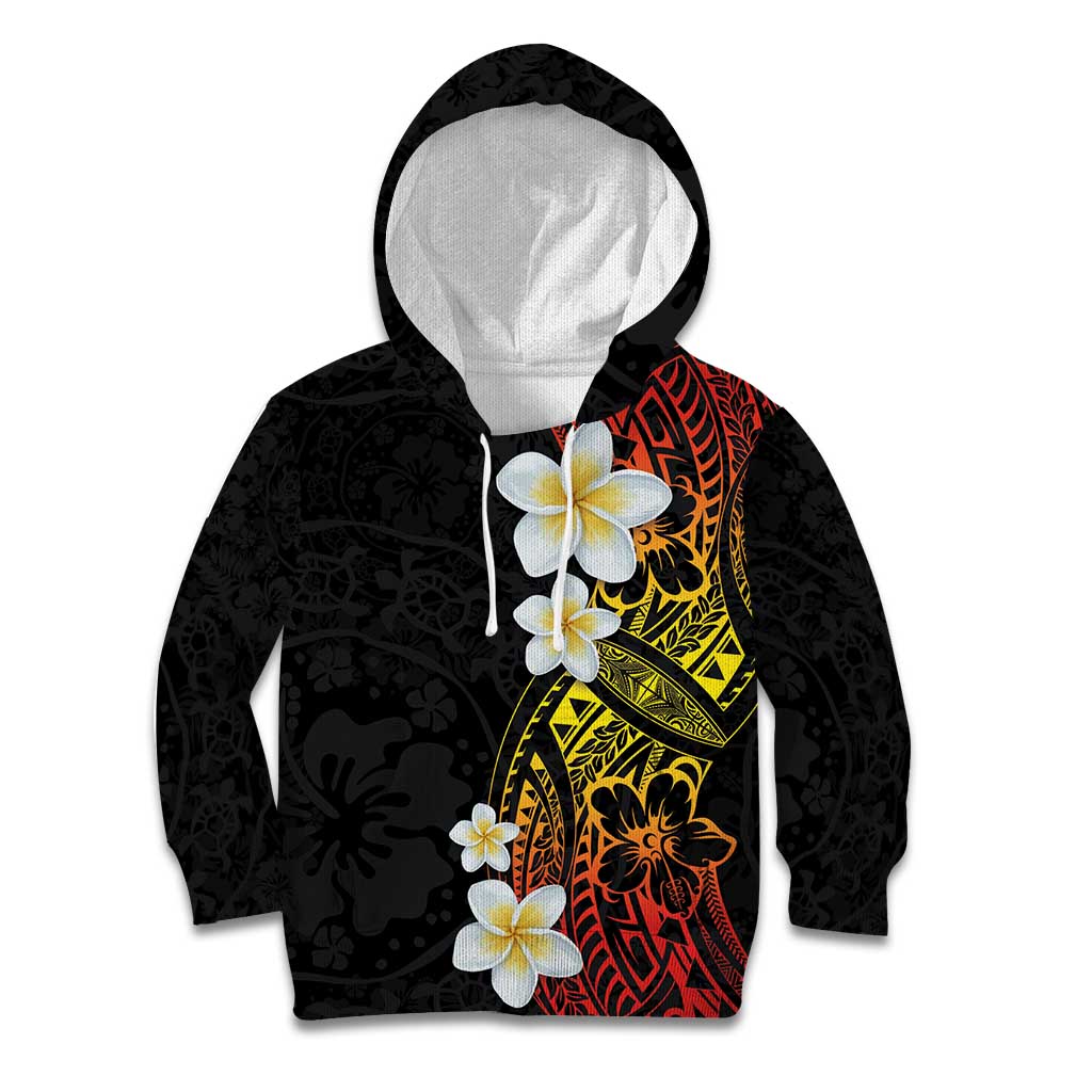 Plumeria Kid Hoodie Polynesian Tribal Frangipani Sunset