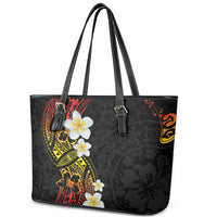 Plumeria Leather Tote Bag Polynesian Tribal Frangipani Sunset LT03 - Polynesian Pride