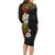 Plumeria Long Sleeve Bodycon Dress Polynesian Tribal Frangipani Sunset