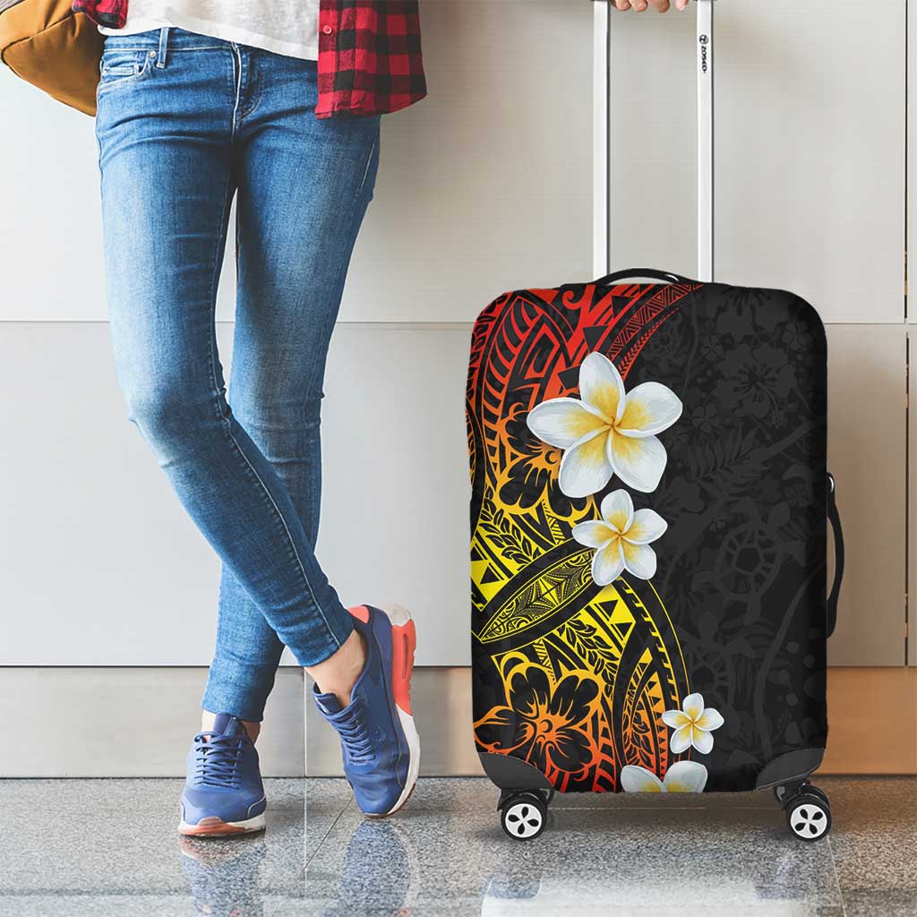 Plumeria Luggage Cover Polynesian Tribal Frangipani Sunset