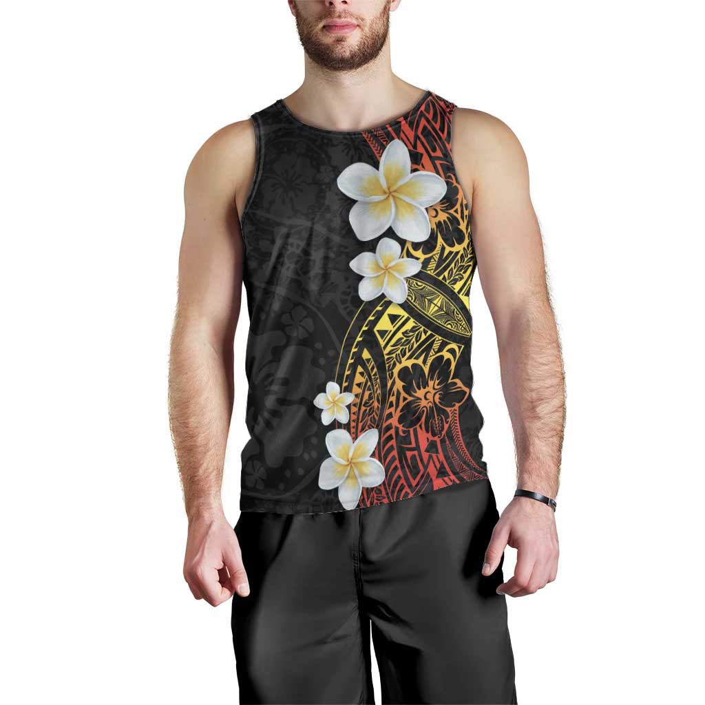 Plumeria Men Tank Top Polynesian Tribal Frangipani Sunset LT03 - Polynesian Pride