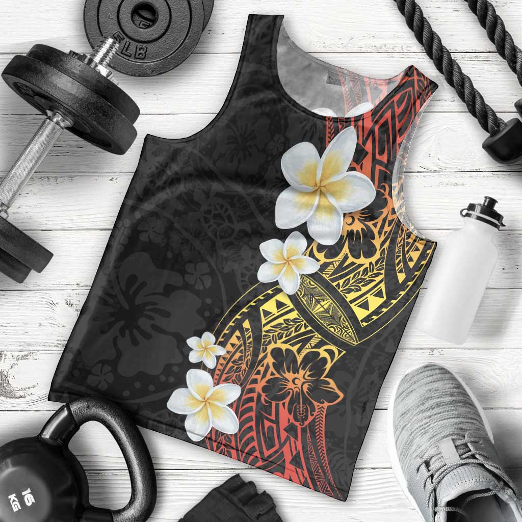 Plumeria Men Tank Top Polynesian Tribal Frangipani Sunset LT03 - Polynesian Pride