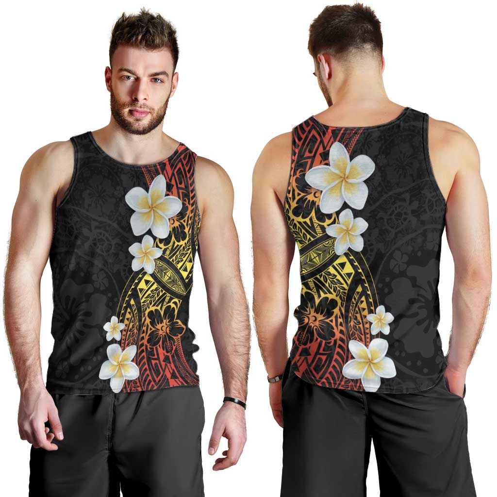 Plumeria Men Tank Top Polynesian Tribal Frangipani Sunset LT03 - Polynesian Pride