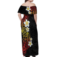 Plumeria Off Shoulder Maxi Dress Polynesian Tribal Frangipani Sunset LT03 - Polynesian Pride