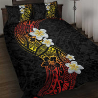 Plumeria Quilt Bed Set Polynesian Tribal Frangipani Sunset LT03 Black - Polynesian Pride