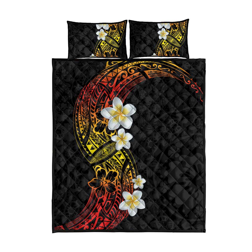 Plumeria Quilt Bed Set Polynesian Tribal Frangipani Sunset LT03 - Polynesian Pride