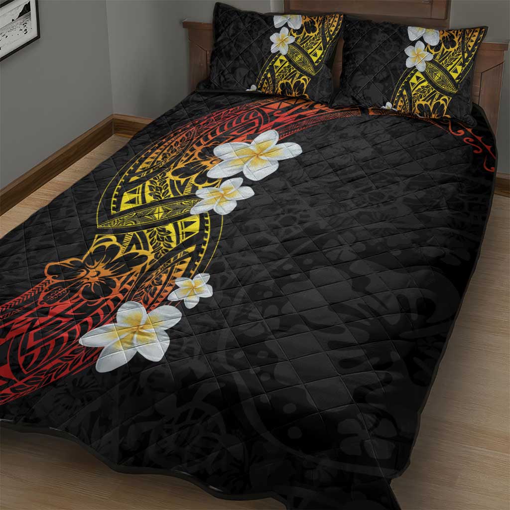 Plumeria Quilt Bed Set Polynesian Tribal Frangipani Sunset LT03 - Polynesian Pride