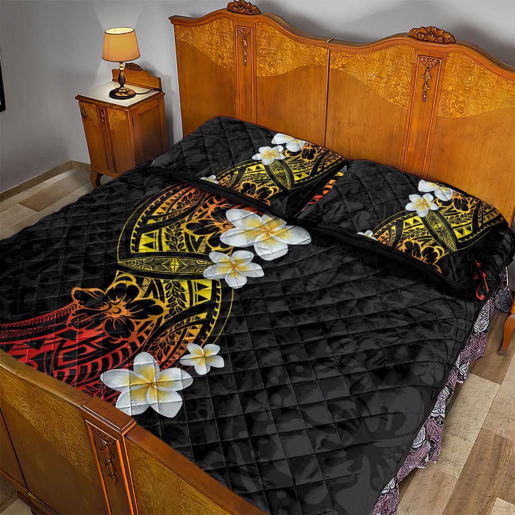 Plumeria Quilt Bed Set Polynesian Tribal Frangipani Sunset LT03 - Polynesian Pride