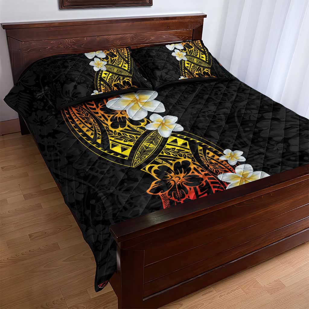 Plumeria Quilt Bed Set Polynesian Tribal Frangipani Sunset LT03 - Polynesian Pride