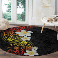 Plumeria Round Carpet Polynesian Tribal Frangipani Sunset