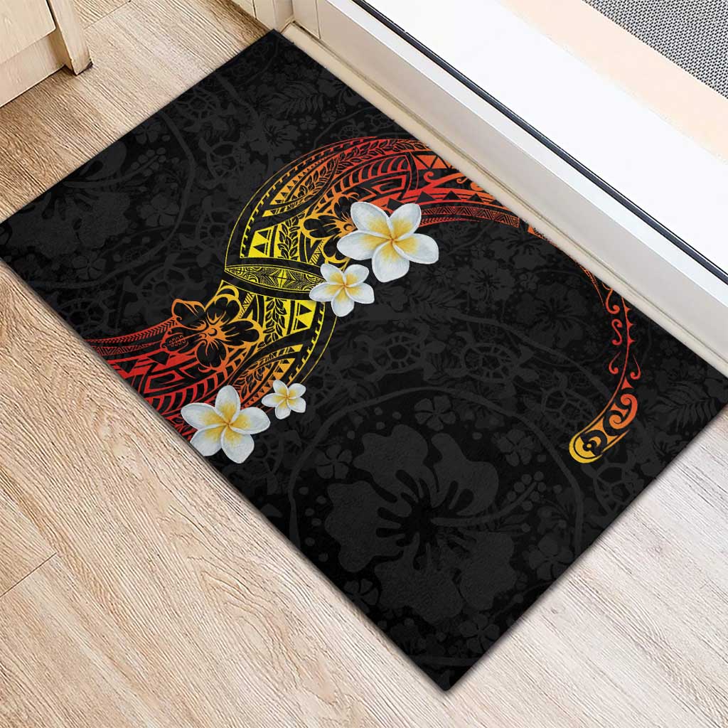 Plumeria Rubber Doormat Polynesian Tribal Frangipani Sunset LT03 - Polynesian Pride