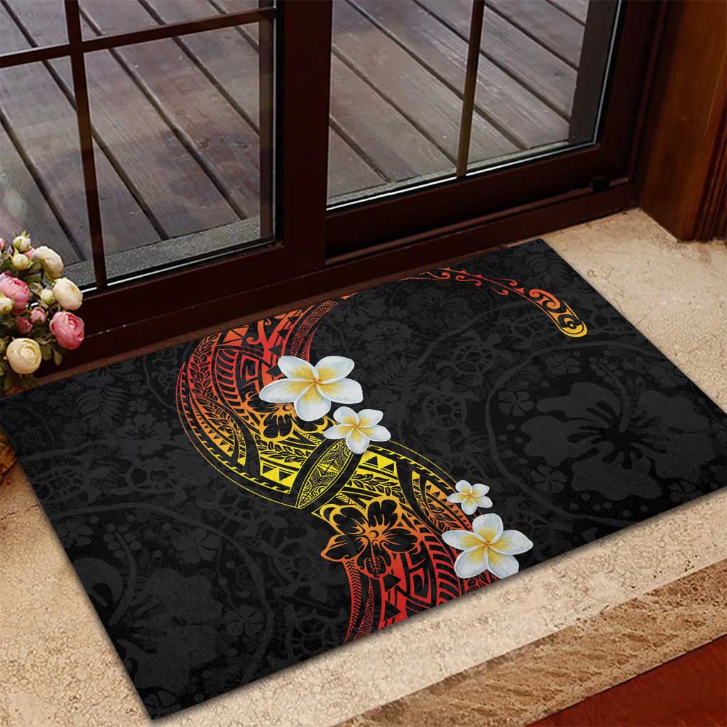 Plumeria Rubber Doormat Polynesian Tribal Frangipani Sunset LT03 - Polynesian Pride