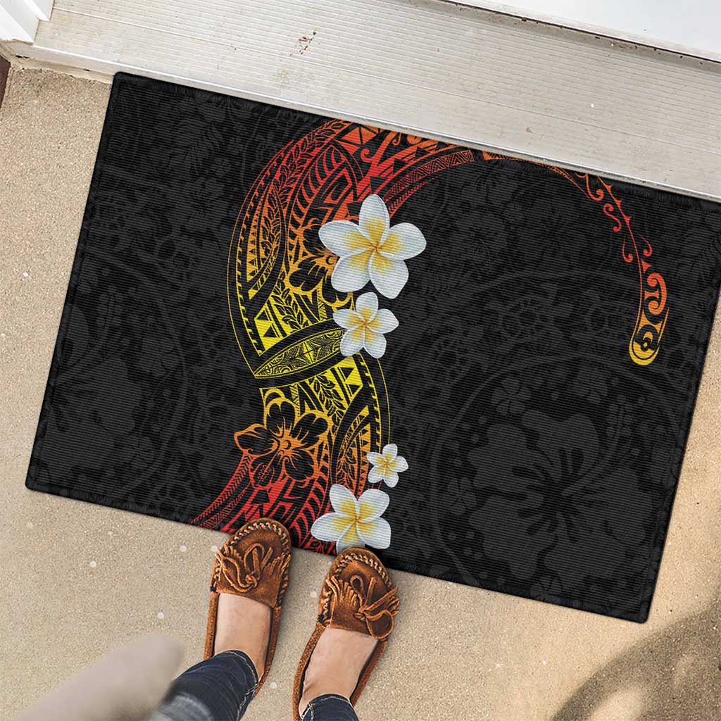 Plumeria Rubber Doormat Polynesian Tribal Frangipani Sunset LT03 - Polynesian Pride