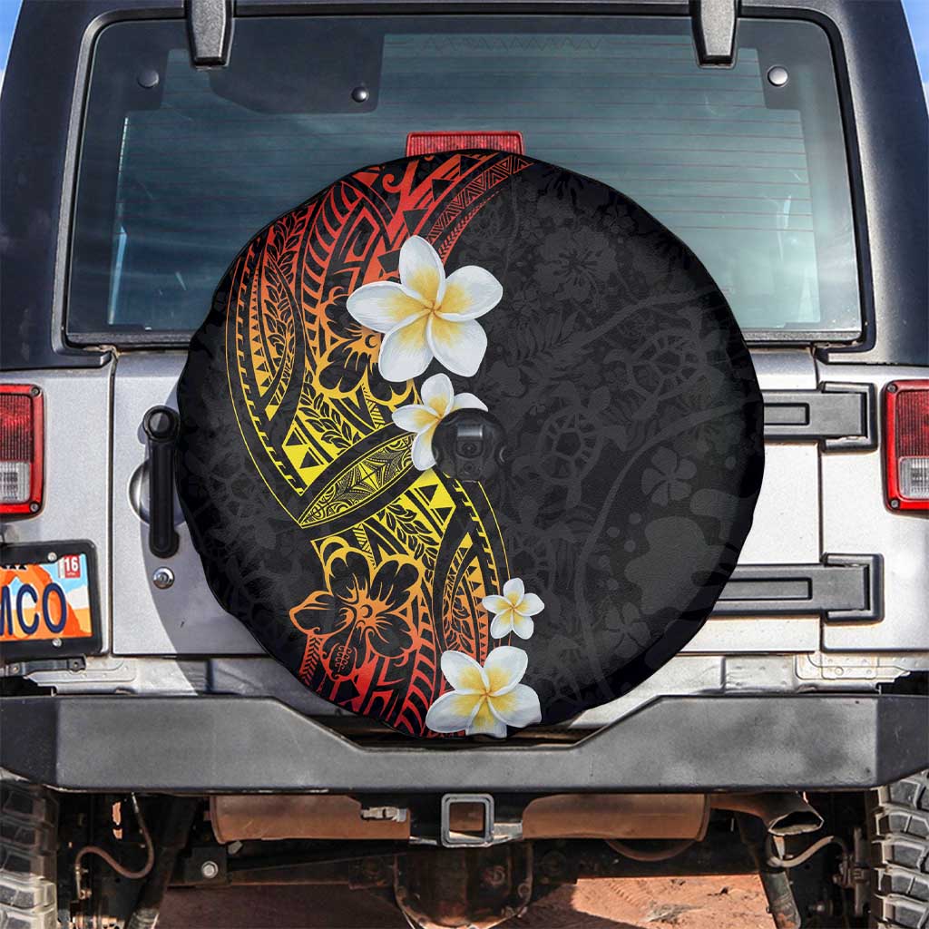 Plumeria Spare Tire Cover Polynesian Tribal Frangipani Sunset LT03 Black - Polynesian Pride