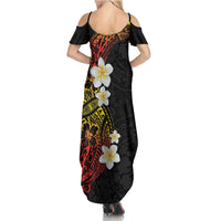 Plumeria Summer Maxi Dress Polynesian Tribal Frangipani Sunset LT03 - Polynesian Pride