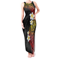Plumeria Tank Maxi Dress Polynesian Tribal Frangipani Sunset LT03 Women Black - Polynesian Pride