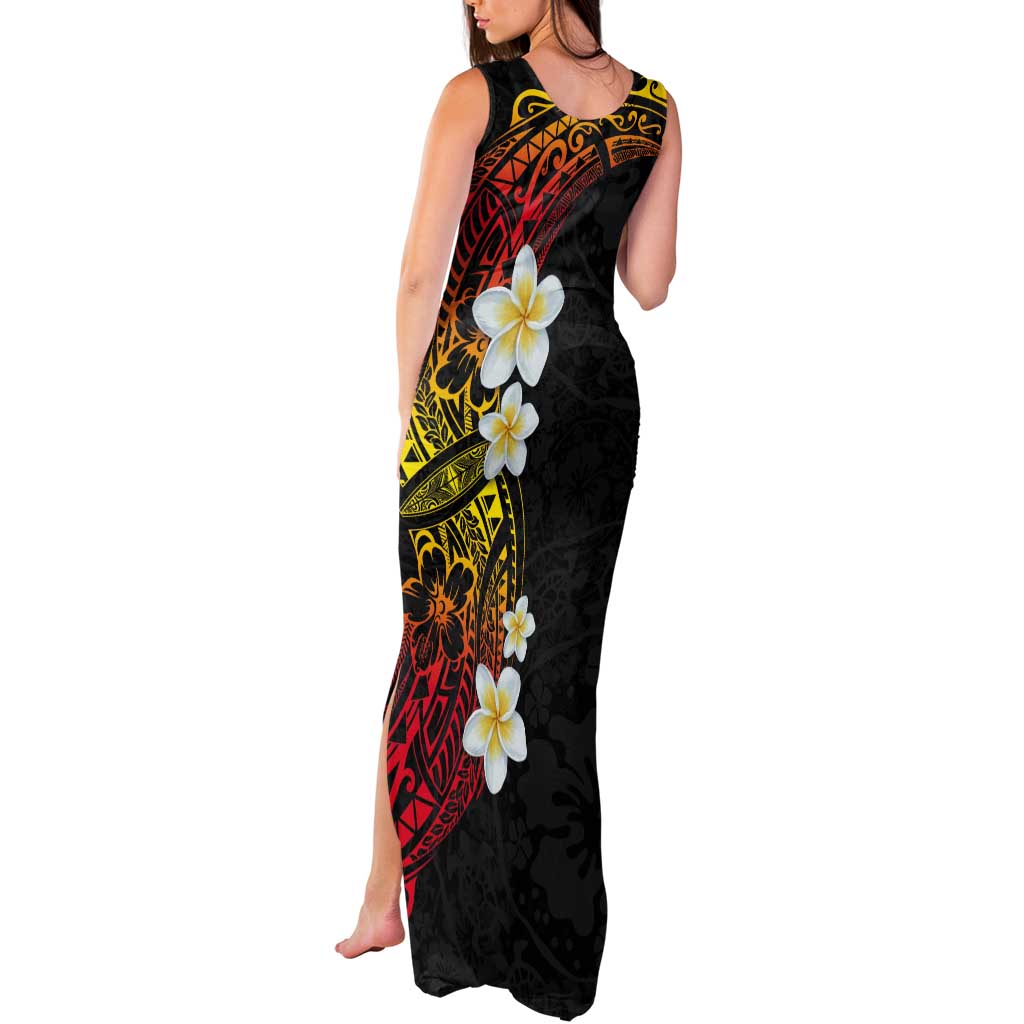 Plumeria Tank Maxi Dress Polynesian Tribal Frangipani Sunset LT03 - Polynesian Pride