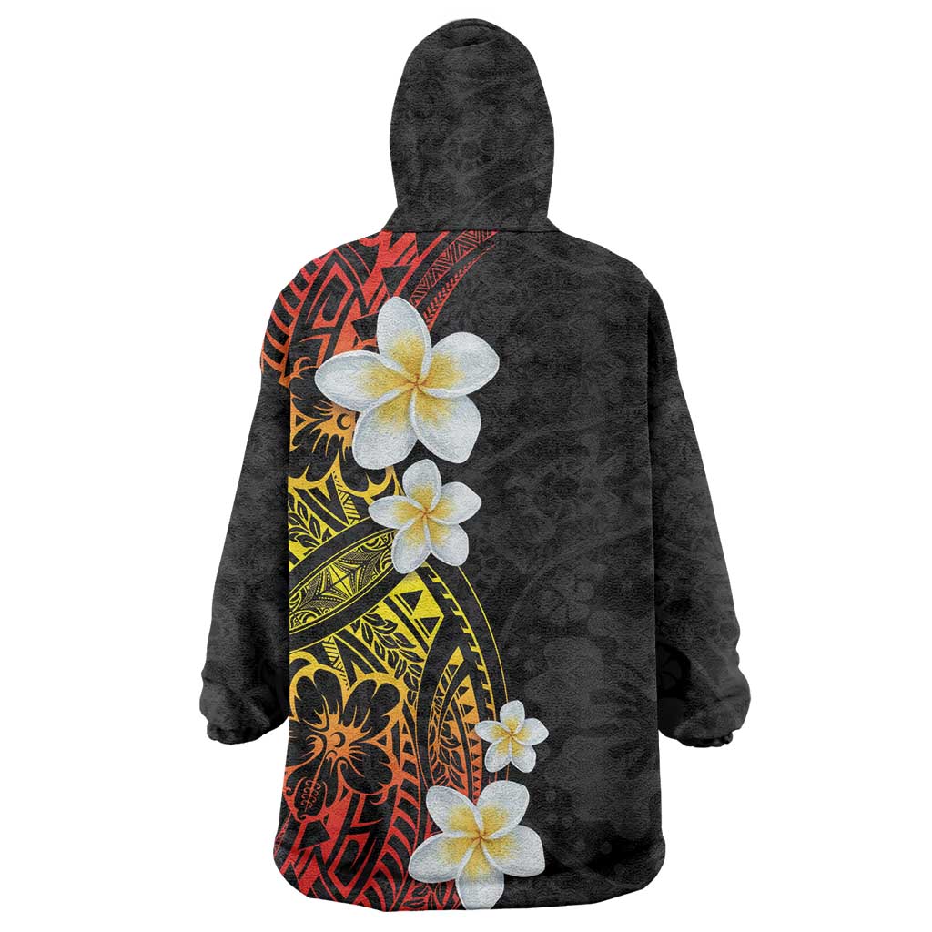 Plumeria Wearable Blanket Hoodie Polynesian Tribal Frangipani Sunset LT03 - Polynesian Pride