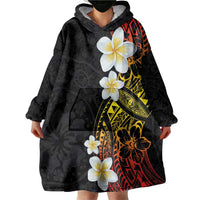Plumeria Wearable Blanket Hoodie Polynesian Tribal Frangipani Sunset LT03 - Polynesian Pride