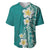 Plumeria Baseball Jersey Polynesian Tribal Frangipani Teal