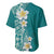 Plumeria Baseball Jersey Polynesian Tribal Frangipani Teal