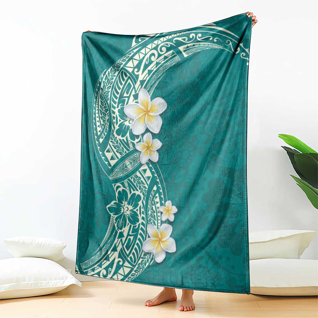 Plumeria Blanket Polynesian Tribal Frangipani Teal LT03 - Polynesian Pride
