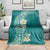 Plumeria Blanket Polynesian Tribal Frangipani Teal