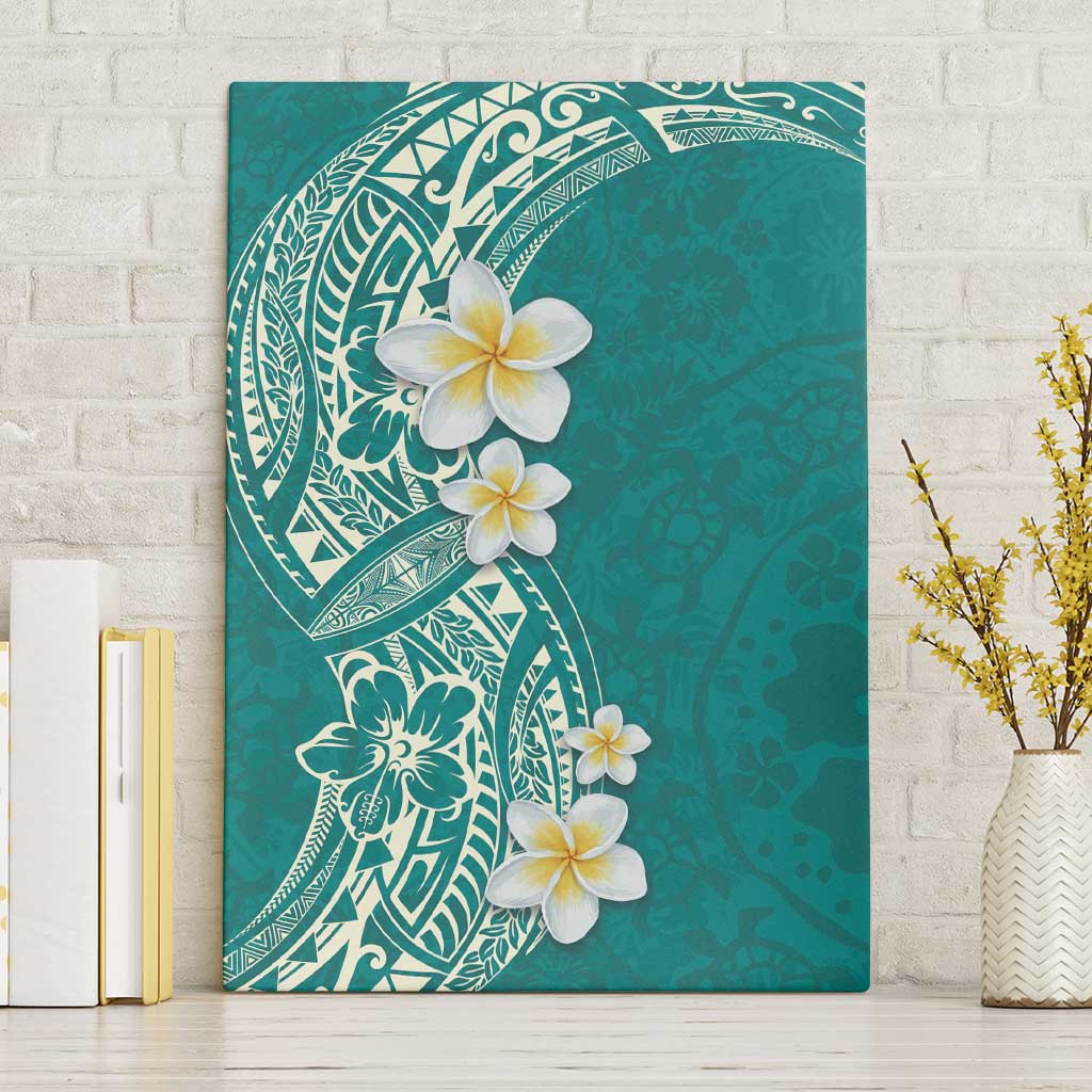 Plumeria Canvas Wall Art Polynesian Tribal Frangipani Teal LT03 Without Frame Teal - Polynesian Pride
