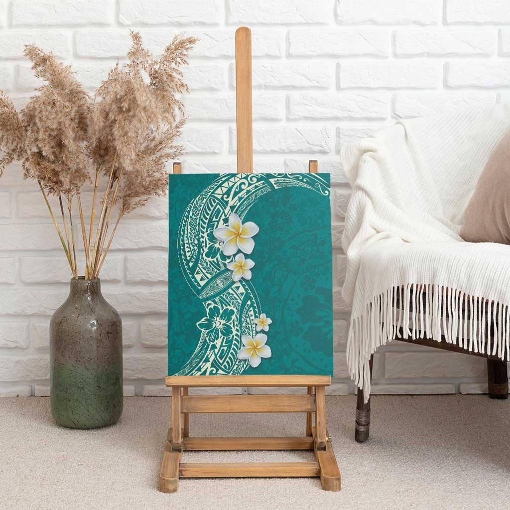 Plumeria Canvas Wall Art Polynesian Tribal Frangipani Teal LT03 - Polynesian Pride