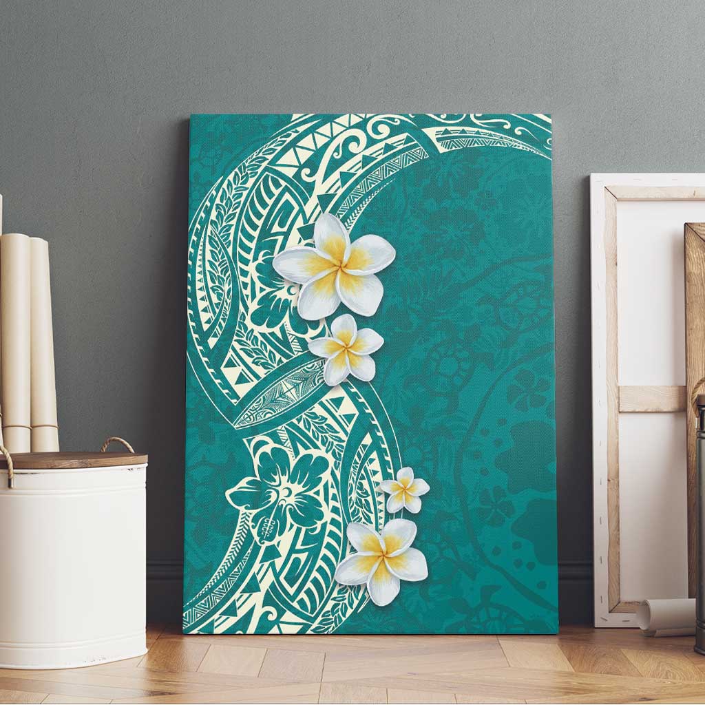 Plumeria Canvas Wall Art Polynesian Tribal Frangipani Teal LT03 - Polynesian Pride