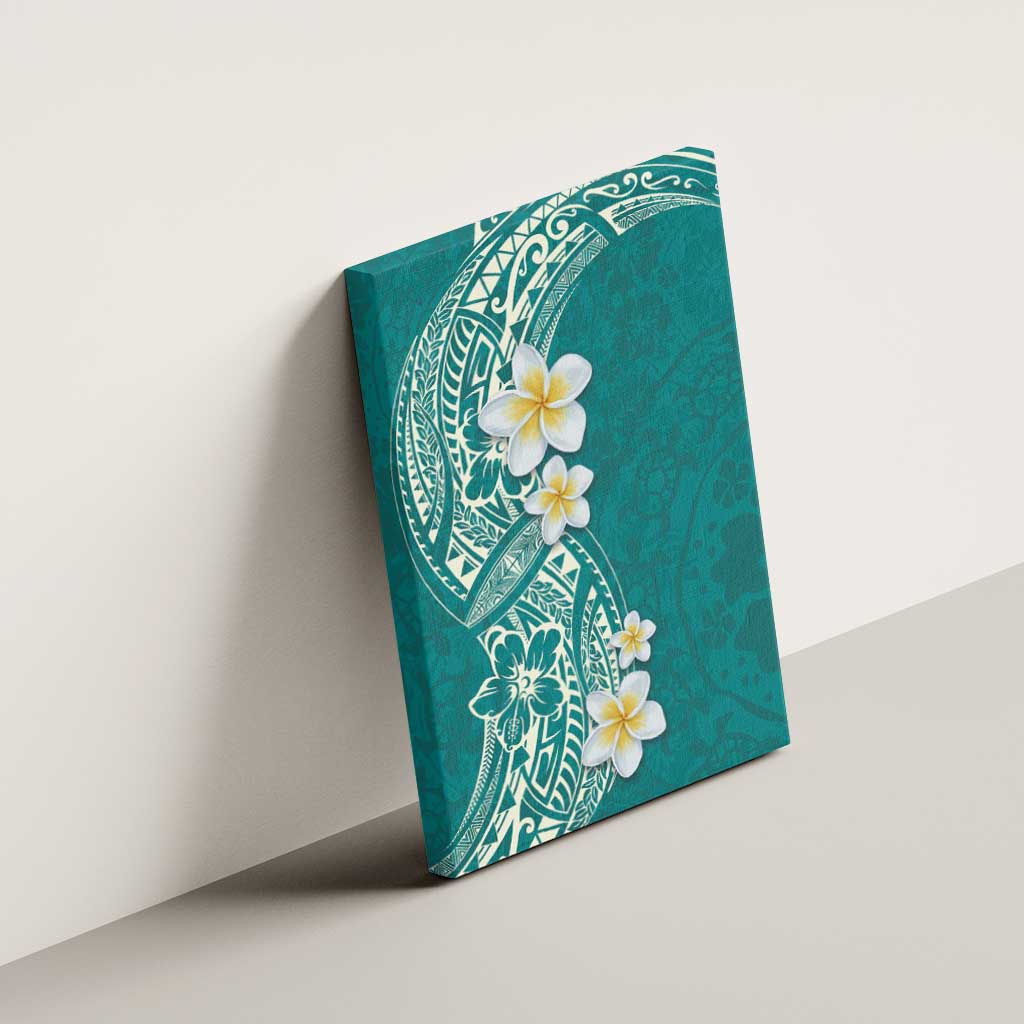 Plumeria Canvas Wall Art Polynesian Tribal Frangipani Teal LT03 - Polynesian Pride