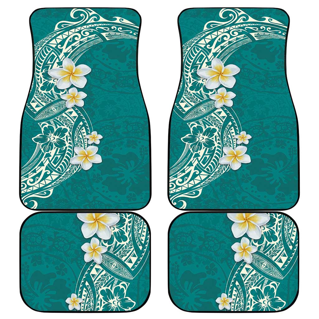 Plumeria Car Mats Polynesian Tribal Frangipani Teal LT03 - Polynesian Pride