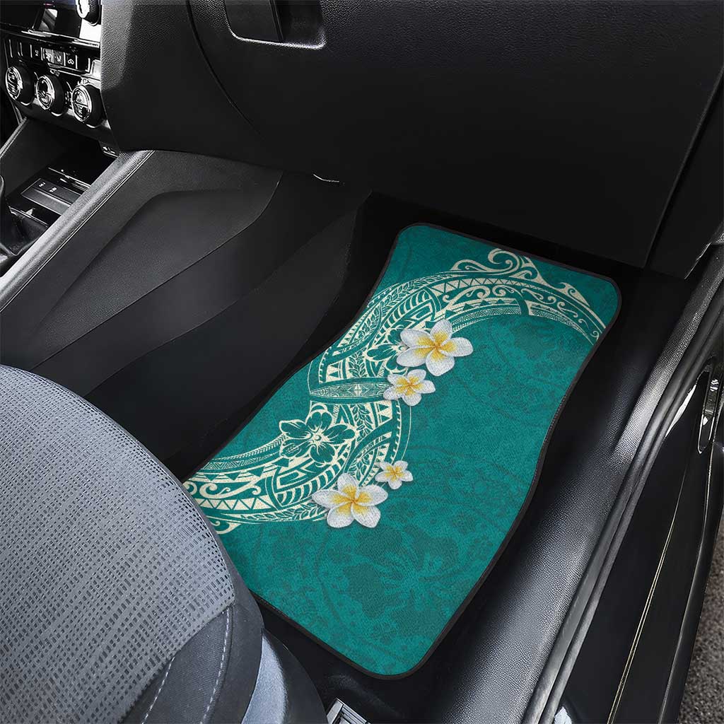 Plumeria Car Mats Polynesian Tribal Frangipani Teal LT03 - Polynesian Pride