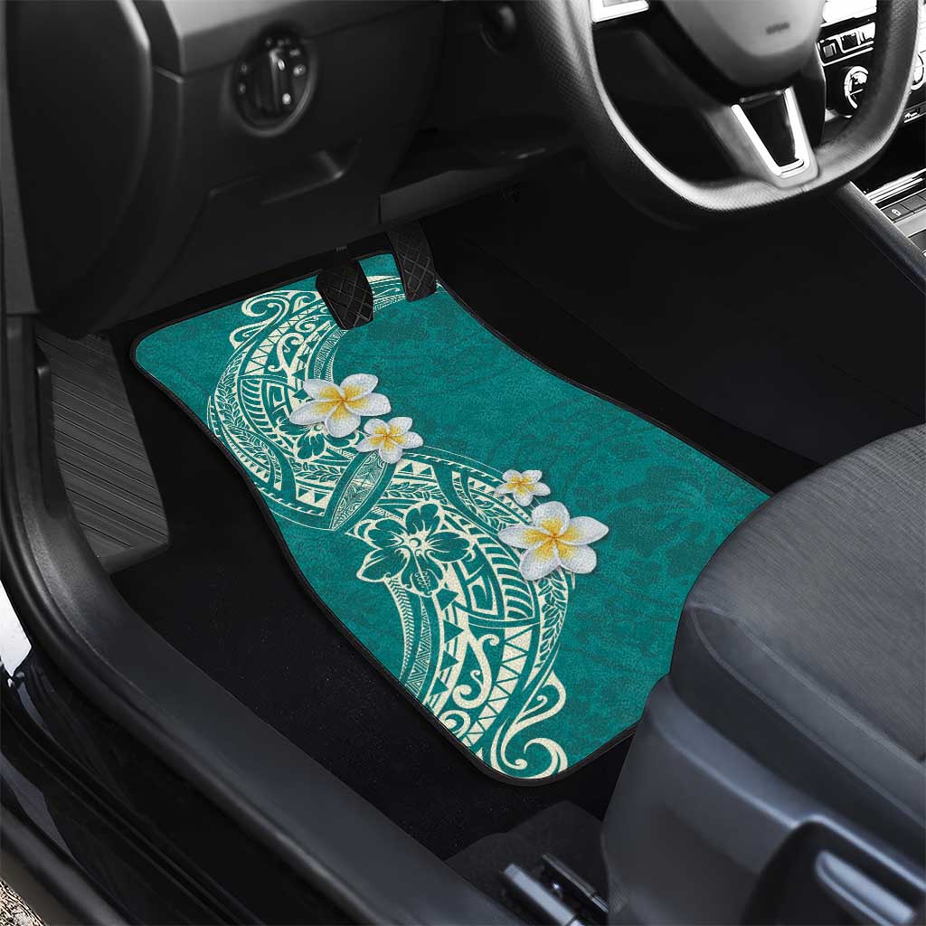Plumeria Car Mats Polynesian Tribal Frangipani Teal LT03 - Polynesian Pride