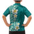 Plumeria Family Matching Mermaid Dress and Hawaiian Shirt Polynesian Tribal Frangipani Teal