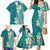 Plumeria Family Matching Mermaid Dress and Hawaiian Shirt Polynesian Tribal Frangipani Teal