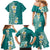 Plumeria Family Matching Mermaid Dress and Hawaiian Shirt Polynesian Tribal Frangipani Teal