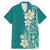 Plumeria Family Matching Mermaid Dress and Hawaiian Shirt Polynesian Tribal Frangipani Teal