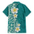 Plumeria Family Matching Mermaid Dress and Hawaiian Shirt Polynesian Tribal Frangipani Teal