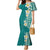 Plumeria Family Matching Mermaid Dress and Hawaiian Shirt Polynesian Tribal Frangipani Teal