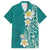 Plumeria Family Matching Off Shoulder Maxi Dress and Hawaiian Shirt Polynesian Tribal Frangipani Teal