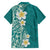 Plumeria Family Matching Off Shoulder Maxi Dress and Hawaiian Shirt Polynesian Tribal Frangipani Teal