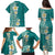 Plumeria Family Matching Puletasi and Hawaiian Shirt Polynesian Tribal Frangipani Teal