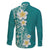 Plumeria Family Matching Puletasi and Hawaiian Shirt Polynesian Tribal Frangipani Teal