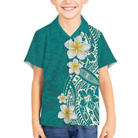 Plumeria Hawaiian Shirt Polynesian Tribal Frangipani Teal LT03 - Polynesian Pride