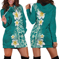Plumeria Hoodie Dress Polynesian Tribal Frangipani Teal LT03 - Polynesian Pride